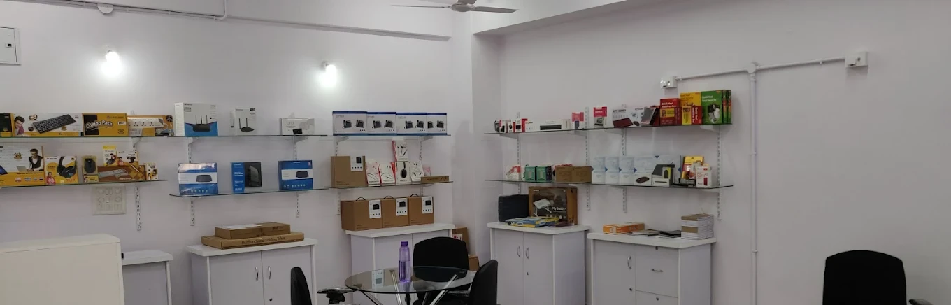 Sarusha Technologies showroom interior with networking and accessories